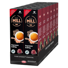 Mr & Mrs Mill Espresso kräftig, kompatibel mit K-fee & Tchibo Cafissimo*, Stärke 5/6, 120 Kaffeekapseln
