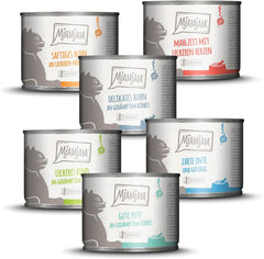 MjAMjAM - Hrană umedă premium pentru pisici - mese delicioase Mix Pack III pentru pisica ta, pachet de 6 (6 x 200 g), fără cereale cu carne suplimentară