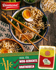 Tăiței DIAMOND cu gătire rapidă fără ou, tăiței rapizi din făină de grâu pentru wok și garnituri - 4 x 500 g