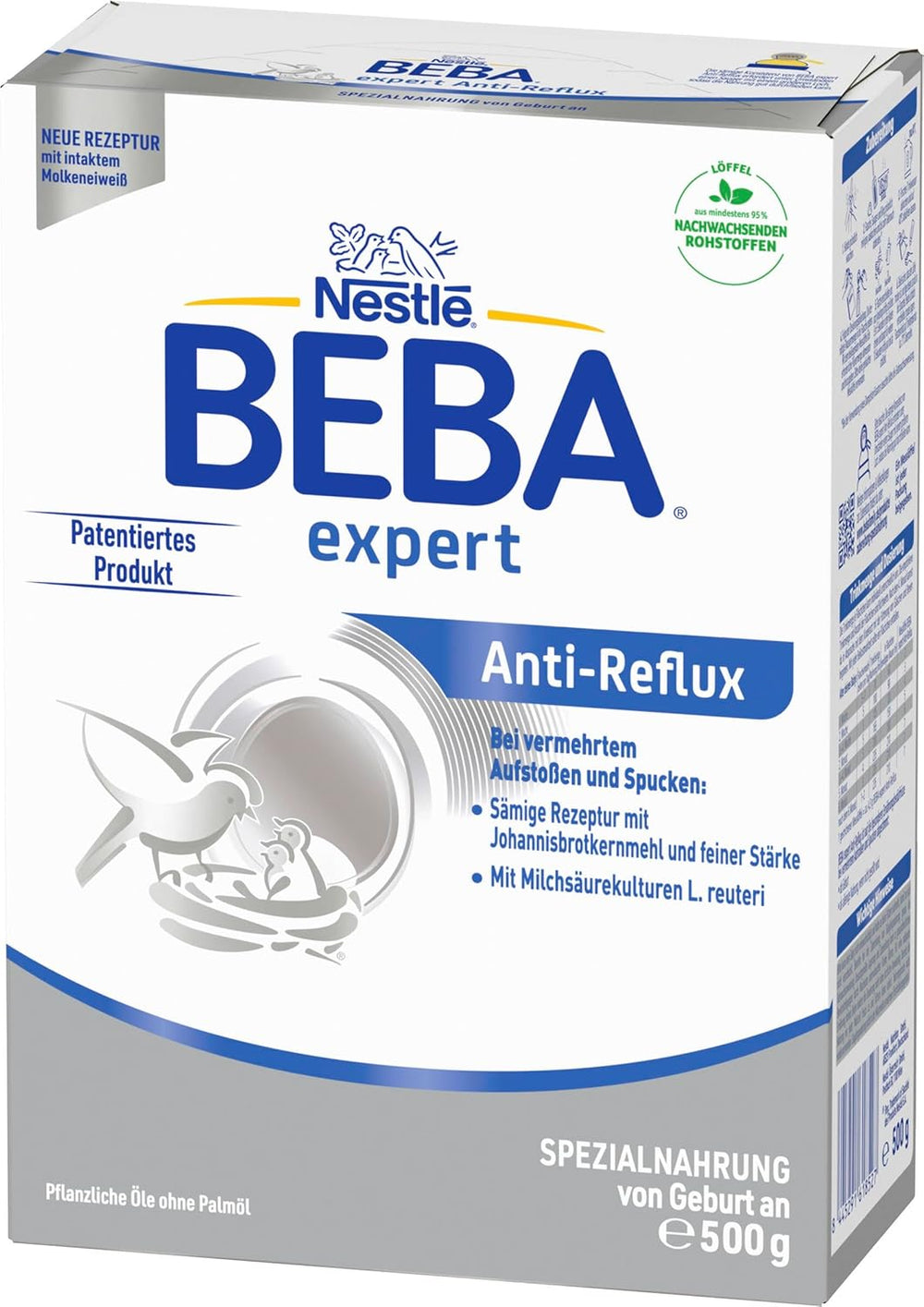BEBA expert Anti-Reflux - AR Formulă specială de la naștere, pentru eructații și vomă crescute, hrană pentru bebeluși, lapte praf pentru bebeluși, 1 pachet (1 x 500g)