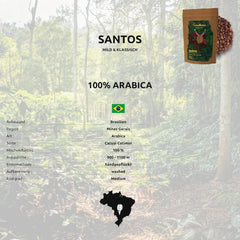 Santos | Boabe de cafea 2500g - 100% Arabica din Brazilia | pentru espresso, cappuccino sau cafea filtrată tare | Omni Roast | Cafea clasică - introducerea perfectă în cafeaua de specialitate