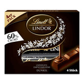 Lindt Ciocolată | Bețișoare LINDOR 60% Cacao | 100g | 4 bețișoare de ciocolată cu ciocolată neagră 60% cacao și umplutură care se topește în gură | Bețișor de ciocolată