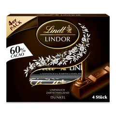Lindt Ciocolată | Bețișoare LINDOR 60% Cacao | 100g | 4 bețișoare de ciocolată cu ciocolată neagră 60% cacao și umplutură care se topește în gură | Bețișor de ciocolată