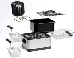 Friteuză cu ulei Bestron XL Cu 3 coșuri de prăjire, Inclusiv tehnologie cu zonă rece și recipient de ulei detașabil, 4 litri, 2000 W Electrocasnice Naty Shop