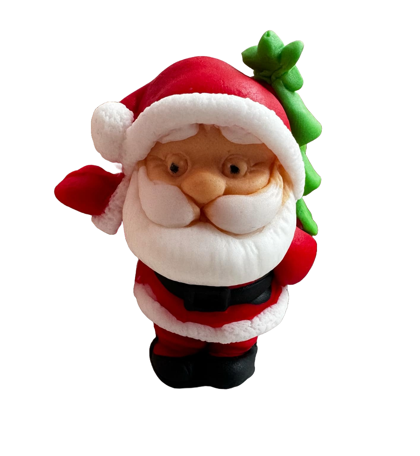 Decoratiune comestibila din pasta de zahar, Mos Craciun cu bradut Decoratiuni din Pasta de Zahar Naty Shop