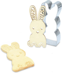 ScrapCooking - Hase Ausstecher & Stempel Set - Ostern Ausstecher für Plätzchen, Kekse, Fondant - Edelstahl Ausstecher & Holz Stempel - Backform Zubehör Hasen Tieren Geburstag Deko - 2099