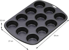 Original Kaiser Inspiration Muffinform-Set 2-Teilig, Muffinblech Mit Xmas Papierbackförmchen Für 12 Muffins, 38 X 27 Cm, Cupcake Form Antihaftbeschichtet, Schwarz Matrite si tavi pentru copt Naty Shop