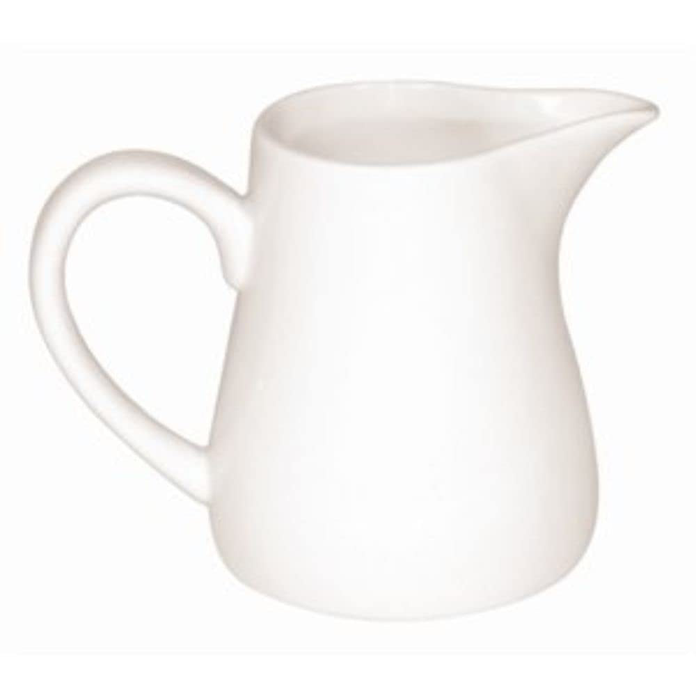Olympia Whiteware Servierkannen 170 ml/6 oz (6er-Pack), weißes Porzellan - Kanne mit Henkel, ideal für Milch, Sahne, Vanillepudding, Soßen, Bratensoße - spülmaschinen- und mikrowellengeeignet, Café-Restaurant-Hausgebrauch, U819