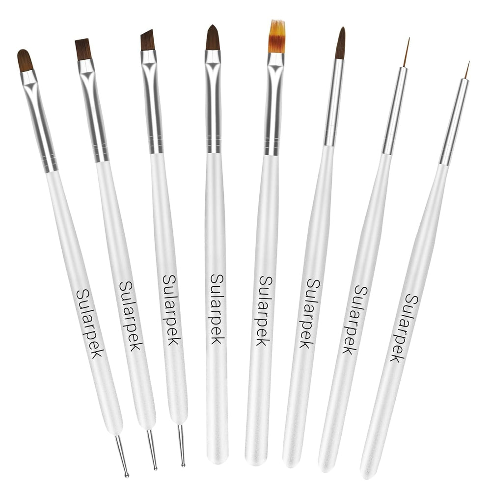 Sularpek 8 Stück Nagel Pinsel Set, Pinsel Für Gelnägel, Nageldesign Pinsel, Nail Art Dotting Tools, Nailart Pinsel Für Gel Acryl Nägel Nailart