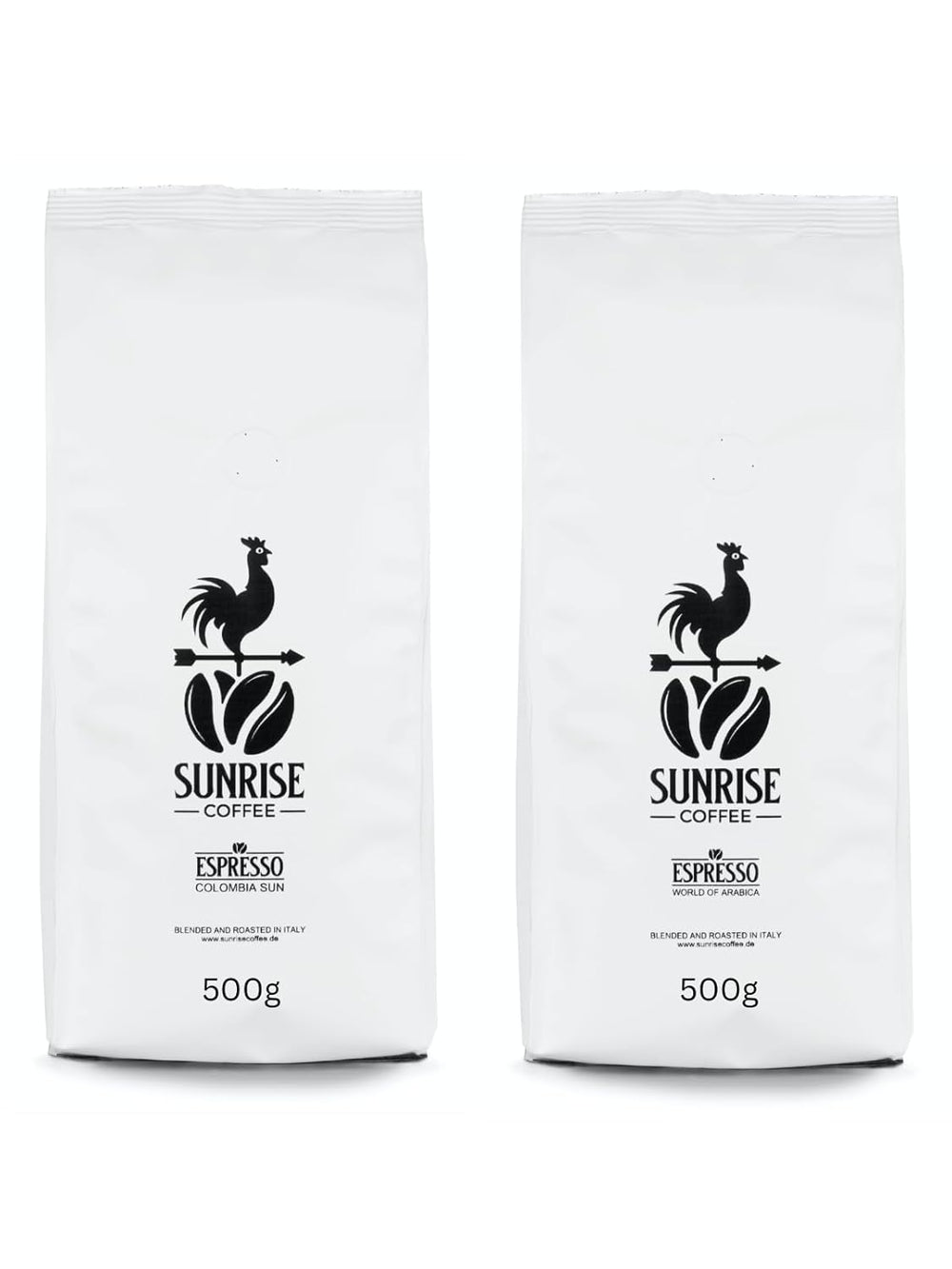 Probierset Espressobohnen 500g Colombia Sun und 500g World of Arabica Ganze Bohnen Geschenk-Set, mittelkräftig geröstet, 1kg