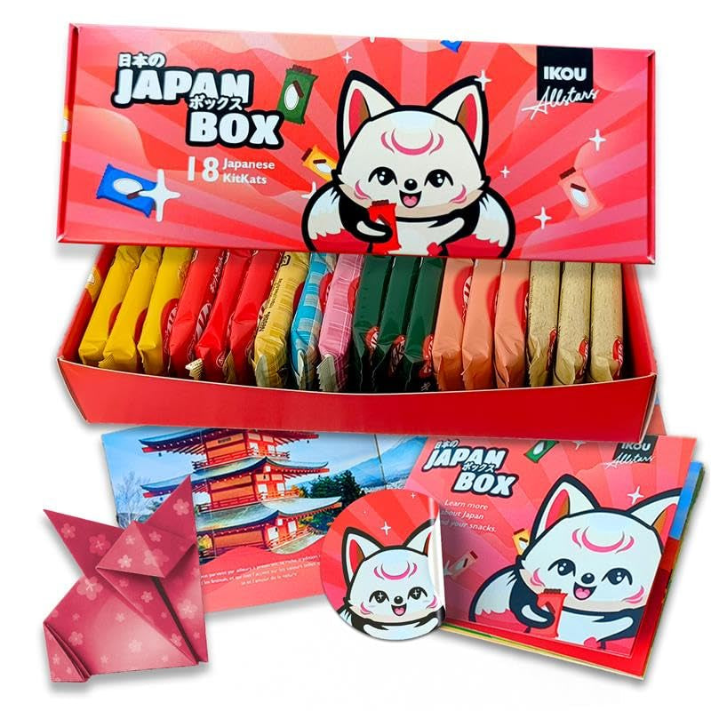 Cutie Sampler - 18 KitKat Japan Minis | Cutie Sampler cu Dulciuri Japoneze, Idee de Cadou cu Gustări Japoneze, cutie surpriză populară cu Matcha și alte soiuri rare.