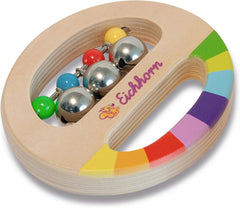 Eichhorn - set muzical din 2 piese, include jucărie de prins cu clopoței și băț cu sunet, instrumente muzicale colorate din lemn, de la 1 an Jucarii Bebe Naty Shop