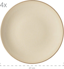 Set de veselă MÄSER 931736 pentru 4 persoane în aspect vintage mediteranean, serviciu combinat cu 16 piese în gri nisipos, ceramică, gri nisipos