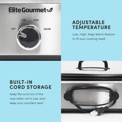 MST-5240SS Slow cooker, 3,3 litri, Oțel inoxidabil Slow Cooker Naty Shop