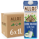 Allos Bio Ohne Muhhh 3,5% | Milchalternative | Drink auf Pflanzenbasis | vegan | schäumbar | perfekt für Kaffee | laktosefrei | Quelle von Calcium und Vitaminen | Reich an Protein | 1 Liter (6 Stück)