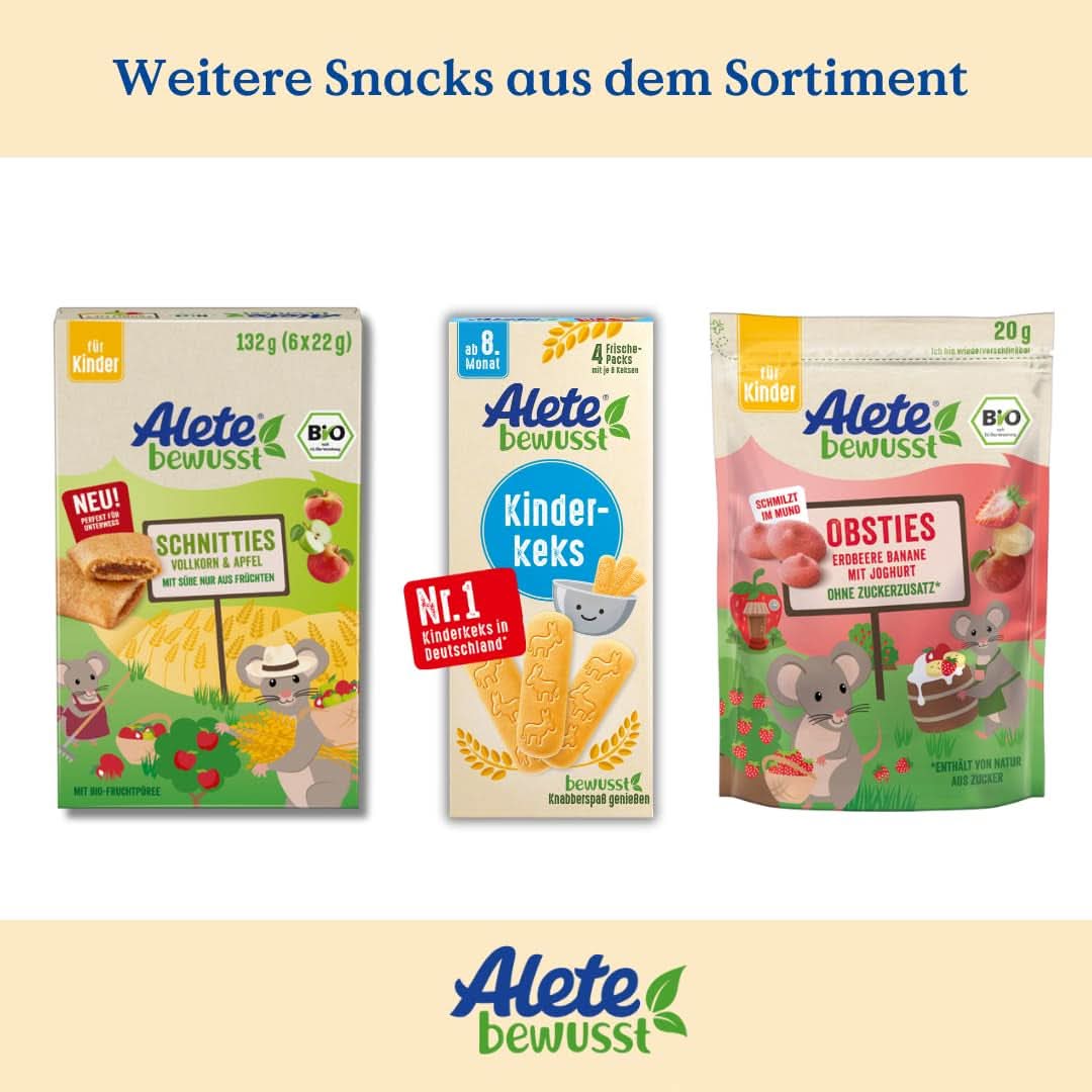 Alete Bio Schnitties, cereale integrale și fructe roșii 6 x 22 g Mama si Copilul Naty Shop