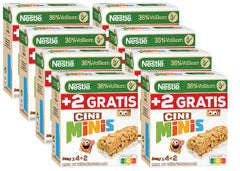 Batoane NESTLÉ CINI MINIS cu aromă de scorțișoară, gustare crocantă cu grâu integral și calciu, pachet de 8 (4 x 25 g fiecare)