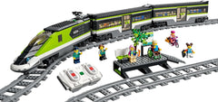 LEGO City Passenger Express Train, set cu tren controlat de la distanță, jucărie feroviară cu faruri, 2 vagoane și 24 de elemente de cale, cadou pentru copii, băieți și fete 60337 Seturi de constructie Besuche den LEGO-Store