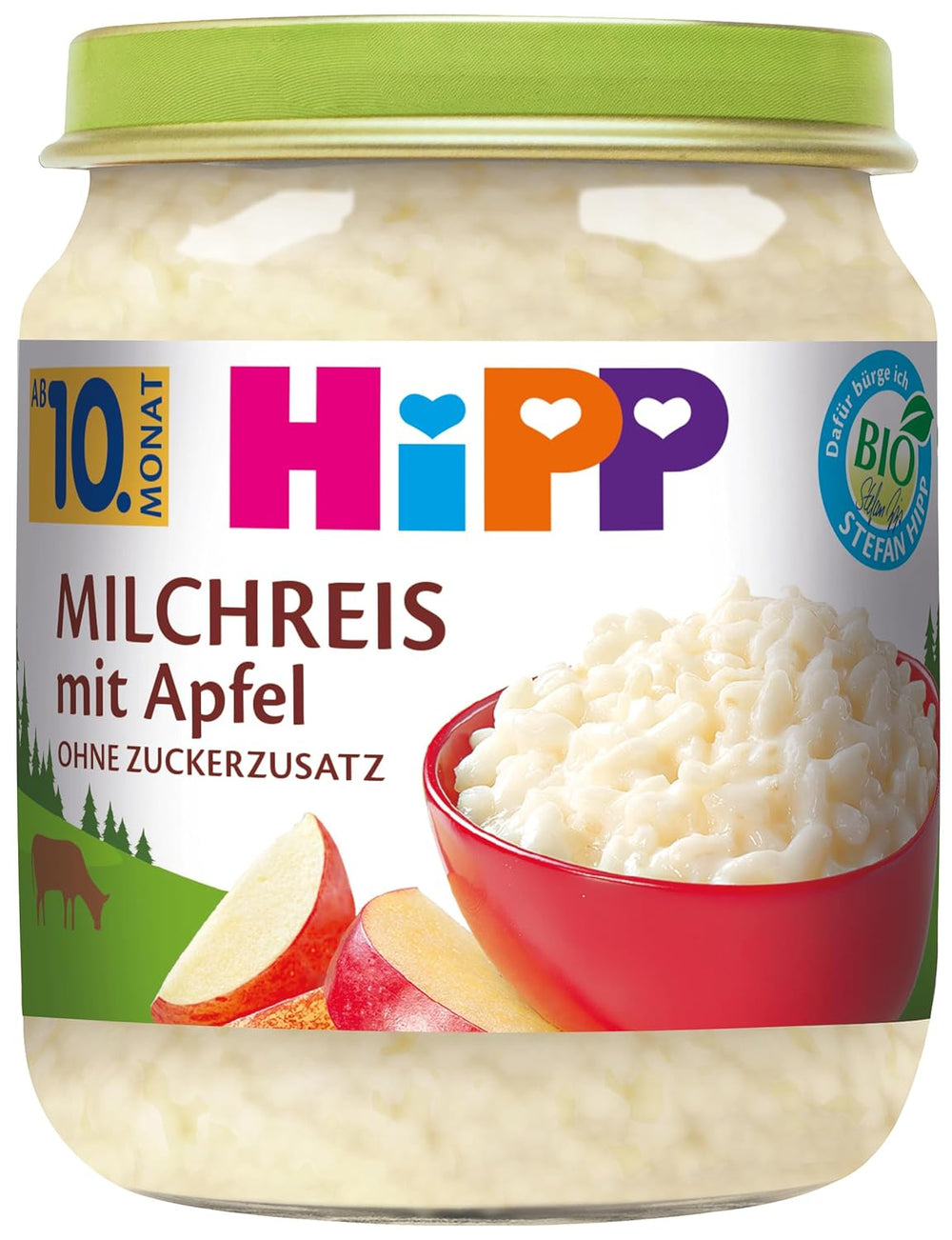 Budincă de orez cu mere HiPP Organic (6 x 200g), fără zahăr adăugat, bună la gust cald și rece, de cea mai bună calitate organică