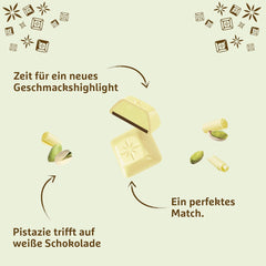 Schogetten Fistic Alb | Ciocolată albă cu umplutură de cremă de fistic | 100 g | Porționat convenabil (pachet de 3)