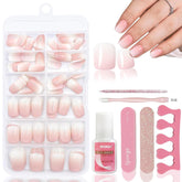 120 buc unghii false roz nud cu lipici de unghii - 12 dimensiuni unghii ovale scurte, pătrate, prin presare - unghii frumoase, unghii artificiale pentru lipire - potrivite pentru designul unghiilor DIY pentru femei (gradient roz Squoval)