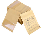 WACCOMT Pack 100 Stück Kleine Braune Wiederverschließbare Kraftpapier Samen Pakete Mit Klarem Fenster Münze Umschläge Taschen Reißverschluss Für Saatgut Blume Lagerung 7X9.5Cm(2.7X3.7Inch)