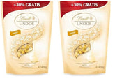 Bile de ciocolată albă Lindor | 400g | Aprox. 30 de bile de ciocolată albă cu umplutură care se topește în gură | Cadou de ciocolată | Cadou de ciocolată (pachet de 2)