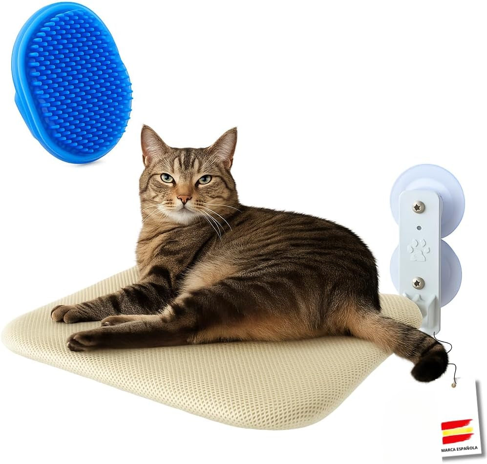 Hamac pentru pisici pentru fixare la fereastră cu ventuze, pat pliabil pentru pisici, scaune pentru ferestre pentru pisici cu ventuză dublă pentru fixare pe sticlă, hamac robust pentru ferestre pliabile