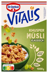 Dr. Oetker Vitalis muesli crocant clasic: pachet mare de muesli crocant pentru micul dejun cu stafide, pachet de 1, 1,5 kg