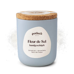 Potluck | Fleur de Sel handgeschöpft | Meersalz im Keramiktopf | 80g | Vegan, glutenfrei und mit natürlichen Inhaltsstoffen