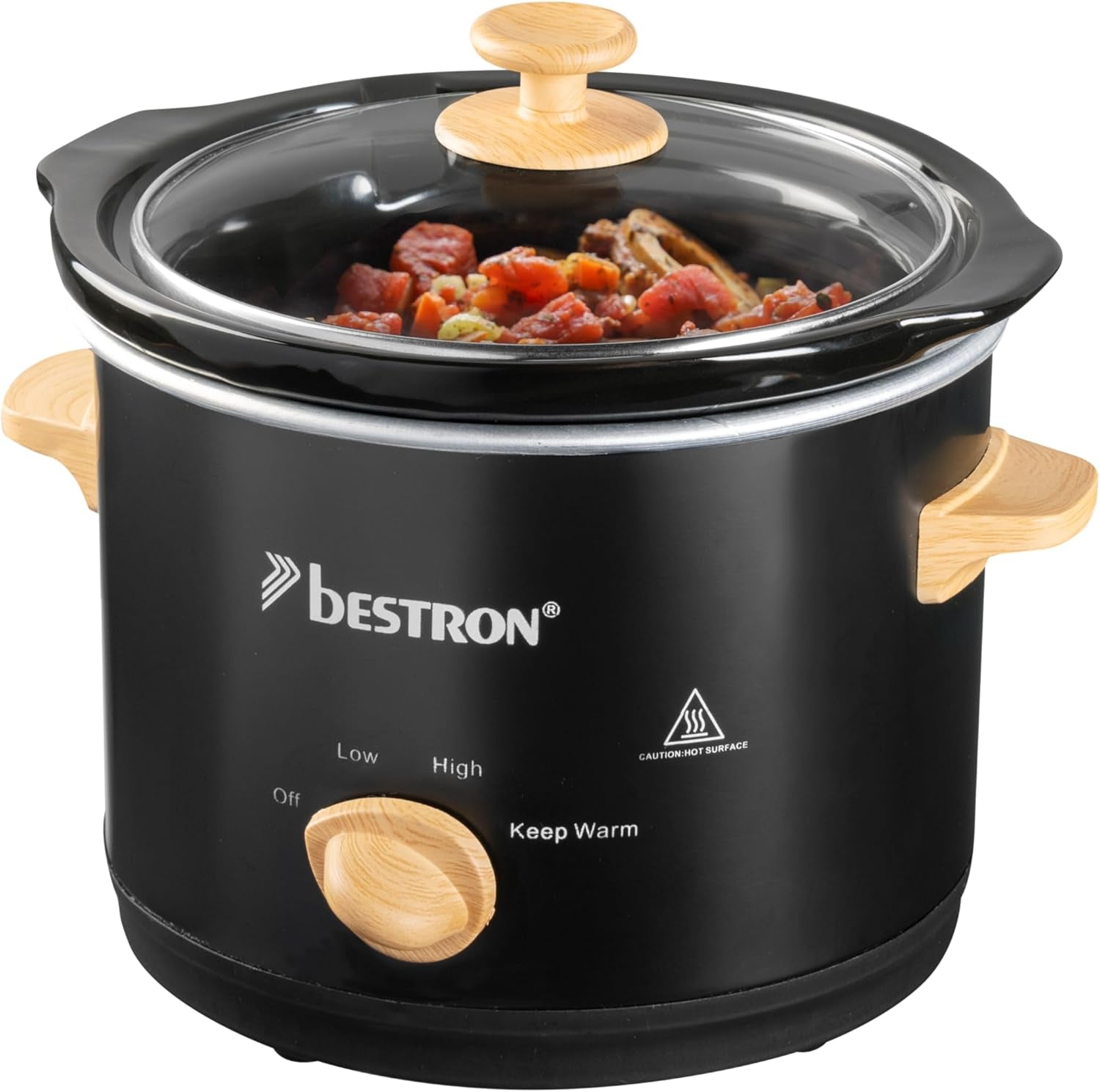 Bestron slow cooker cu tigaie ceramică și capac din sticlă, termostat cu 3 niveluri, ideal pentru multe feluri de mâncare, cum ar fi carne, supe și legume, 3,5 litri, culoare: argintiu Slow Cooker Naty Shop Negru cu maro lemn 2 persoane