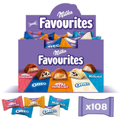 Milka Favourites, 108 praline ambalate individual, sortimente diverse, 1 Kg Bomboane de Ciocolata Naty Shop