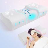Pernă anti-rid Hydomi, 2-In-1, pernă de frumusețe anti-îmbătrânire, pernă ortopedică de sprijin pentru gât, pernă din spumă de memorie pentru dureri de gât și umăr, pentru a menține capul drept Perne ortopedice cervicale Naty Shop Gri (60*24.9*14Cm)