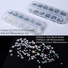 ANGNYA 4000 Stück Strasssteine Nägel Nail Art Strasssteine Dekorationen Nagelsteine Für Nail Art Zubehör Und Klare Kristall Strasssteine Handwerk Mit Pick up Pinzette Und Strass Picker Dotting Pen…