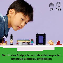 LEGO Minecraft Reise durch Nether und Endportal - Kinder Spielzeug mit Helden, Enderman und Baby Hoglin Figuren - Set mit Minecraft Figur - Gamer Geschenk für Jungen und Mädchen ab 7 Jahren - 21584