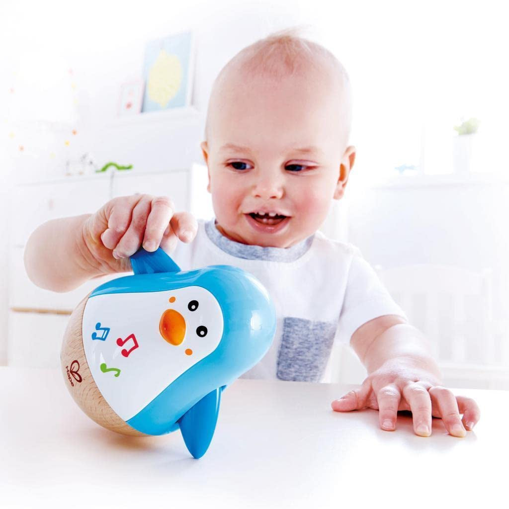 Jucărie muzicală Baby Einstein Magic Touch cu tambur din lemn, pentru vârsta de 6 luni și mai mult & Hape Penguin Musical Wobbler , Wobbling Melody colorat, Roly-Poly Toy pentru copii de 6 luni și mai mult Jucarii Bebe Naty Shop