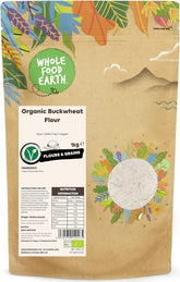 Făină de hrișcă organică Wholefood Earth 1kg | Crudă | Fără OMG | Vegană | Certificată organic
