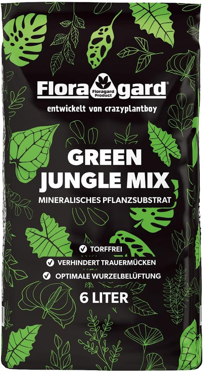 Floragard Green Jungle Mix 6 L – substrat mineral pentru plantare Monstera, Philodendron – asigură un drenaj optim și o creștere sănătoasă a rădăcinilor – ideal pentru plantele de apartament exigente