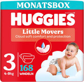 Scutece Huggies pentru bebeluși Little Movers, design Disney, mărimea 3, 168 bucăți (3 x 56), cutie lunară