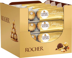 Ferrero Rocher – Specialitate de praline crocante și cremoase cu alune – Cadou de Ziua Îndrăgostiților pentru el și ea – 16 pachete a câte 4 praline individuale
