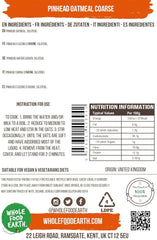 Fulgi de ovăz Wholefood Earth Pinhead, stabilizat grosier, 3 kg | Fără OMG | Bogat în fibre