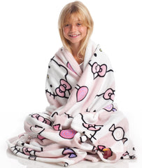 Cuvertură de pat Hello Kitty, roz, pătură moale 130X170Cm, cuvertură de pat din microfibră cuvertură de pat sau cuvertură de pat canapea. Calitate cu certificat Oekotex, Sanrio Paturi si Cuverturi Besuche den Kanguru-Store