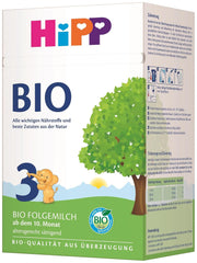 Lapte de continuare HiPP 3 Organic (4 x 600g) - după 10 luni, cu Omega-3 (DHA, ALA), Calciu, Vitamina D, de cea mai bună calitate organică