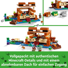 LEGO Minecraft The Frog House, casă de jucărie cu figuri, inclusiv zombie, slime și om înecat, plus accesorii precum barcă de jucărie și banc de lucru, cadou pentru băieți și fete de la 8 ani 21256 Seturi de constructie Besuche den LEGO-Store