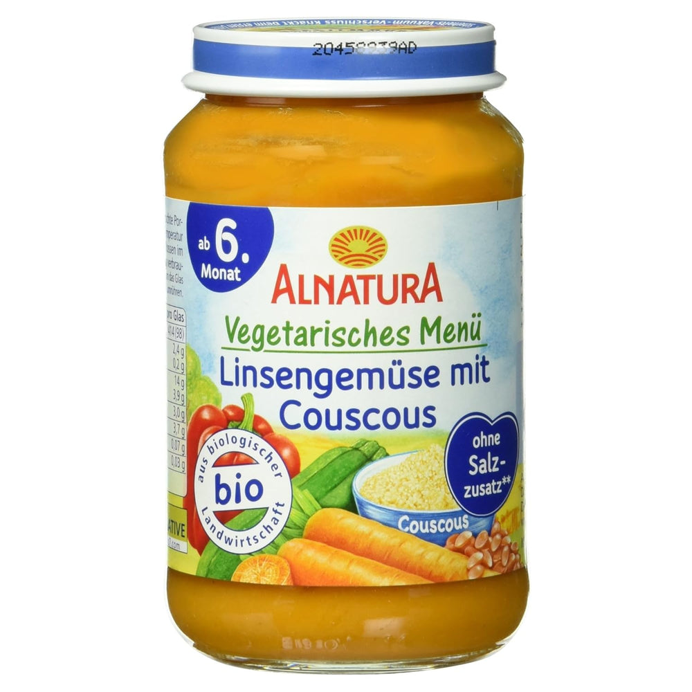 Tocană de linte bio cu couscous (de la 6 luni), 190 g