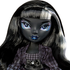Rainbow High Shadow High Girl's Night – Shanelle Onyx – Păpușă la modă de 28 cm în nuanțe de gri, păr negru și ținută cu accesorii și pieptene – Pentru colecționari și copii cu vârsta de 6 ani și peste