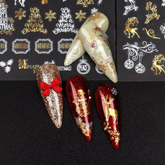 9 Blatt Nagelsticker Weihnachten Nagelaufkleber Selbstklebend Weiß Rentier Schneemann Nail Art Sticker Dekoration Nageldesign Zubehör