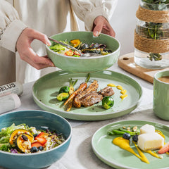 vancasso SESAM Serie Steingut Geschirrset für 12 Personen, 48 teiliges Kombiservice – Tafelservice mit Speisetellern, Desserttellern, Müslischalen und Kaffeetassen, skandinavisches Design