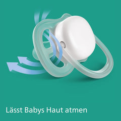 Suzete Philips AVENT ultra air - pachet de 4 suzete fără BPA, respirabile, pentru bebeluși 6-18 luni, inclusiv cutie de transport și sterilizare, model broască țestoasă/balenă (model SCF085/66)