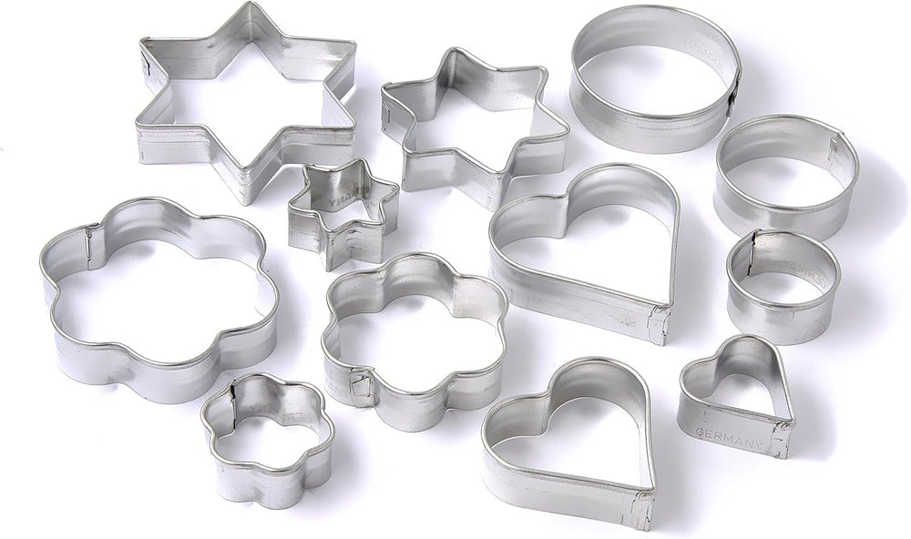 Set de 12 forme pentru fursecuri Zenker, forme pentru fursecuri, biscuiți și fondant, diferite dimensiuni și o varietate de modele, cantitate: 1 x set de 12 piese